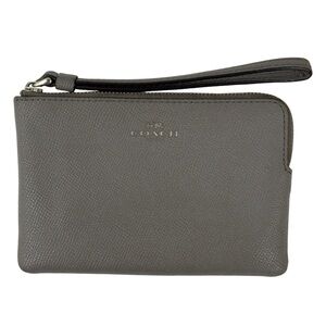 Coach F58032 Corner Zip Wristlet Crossgrain Leather Wallet Gray Small